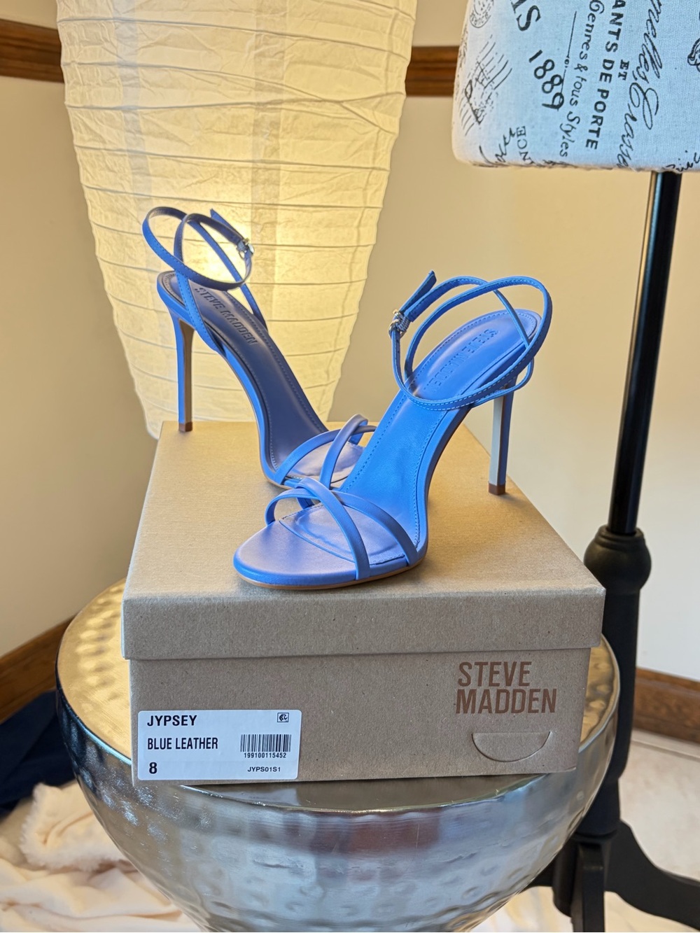 Steve Madden Blue Leather Strappy Stiletto Sandals
